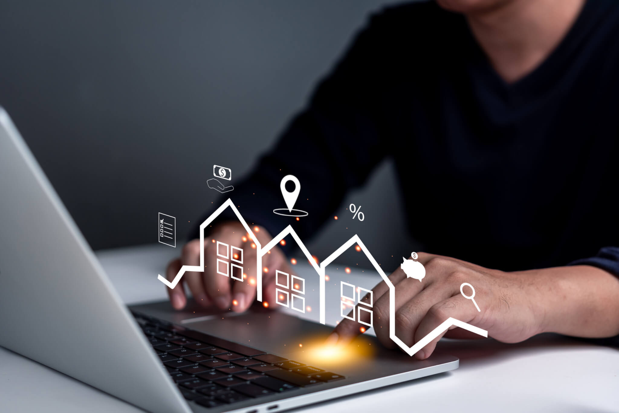 Real estate brokers use advanced technology to analyze market sales for home property tax investments handle construction